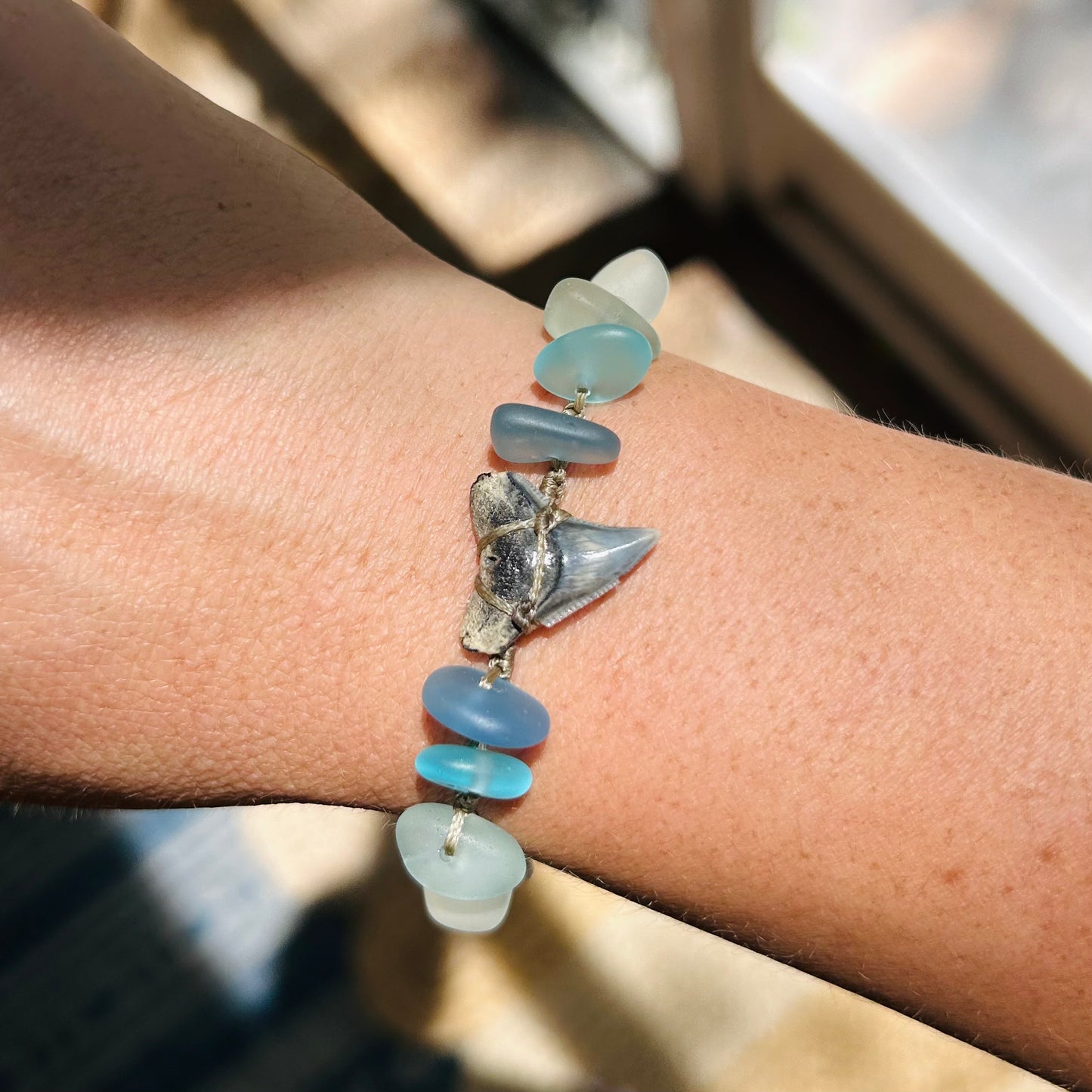 Shark Tooth + Recycled Glass Bracelet