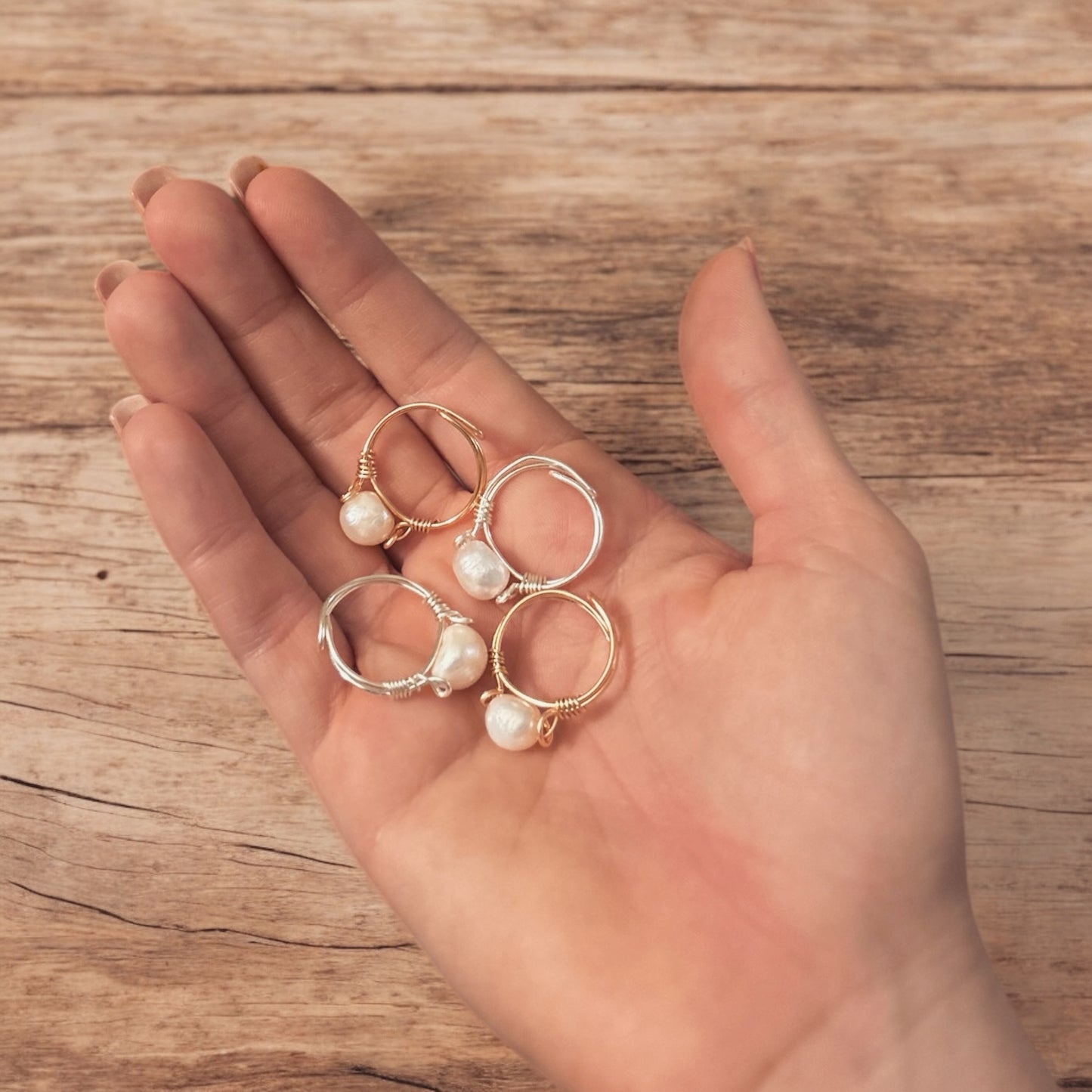 Freshwater Pearl Adjustable Wire Ring