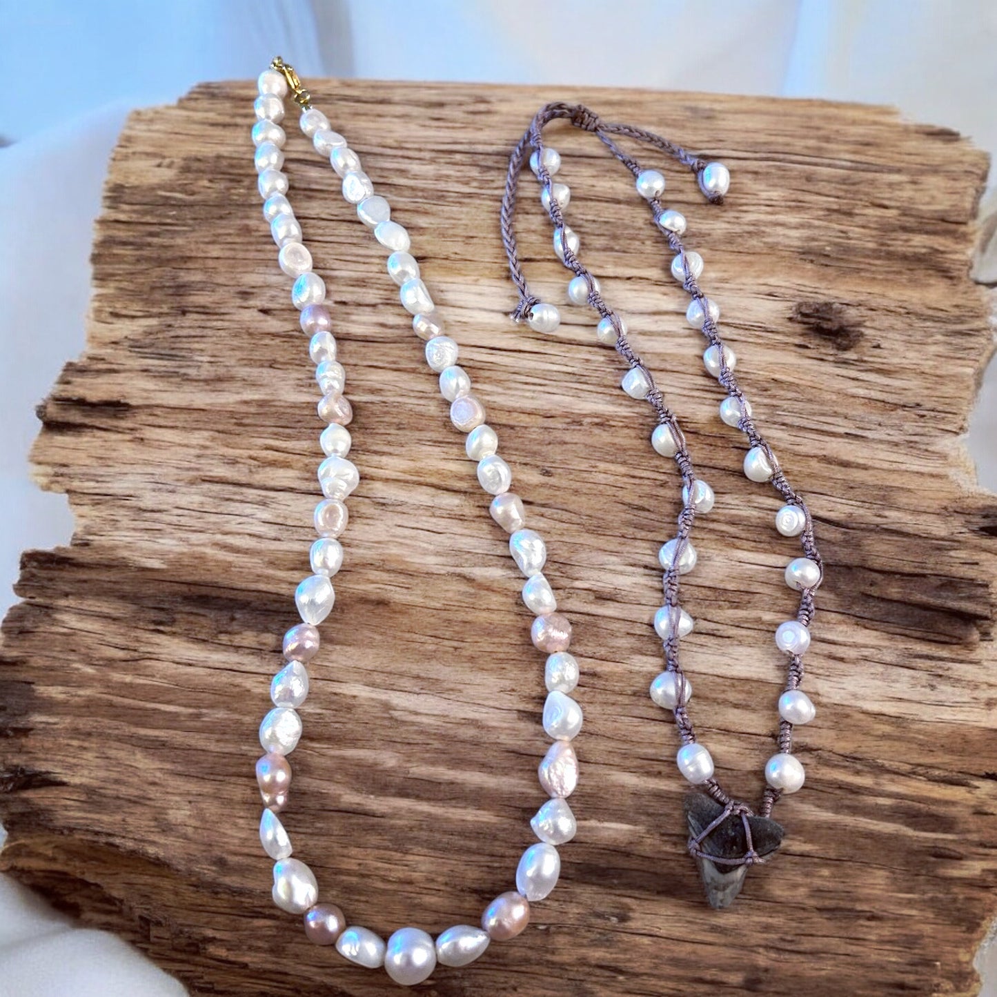 Aphrodite: White & Pink Freshwater Pearl Necklace
