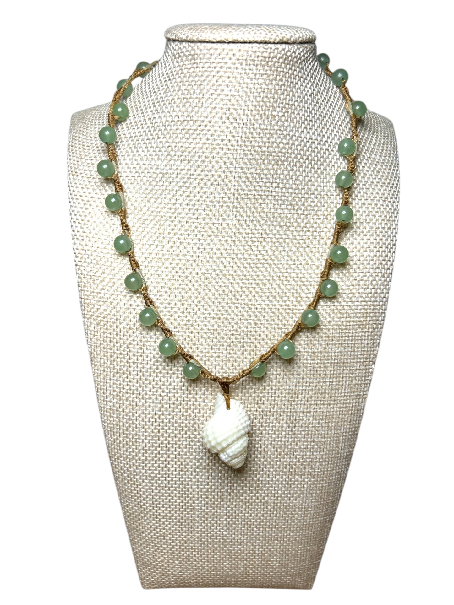Macrame Choker: Sea Shell+Green Aventurine