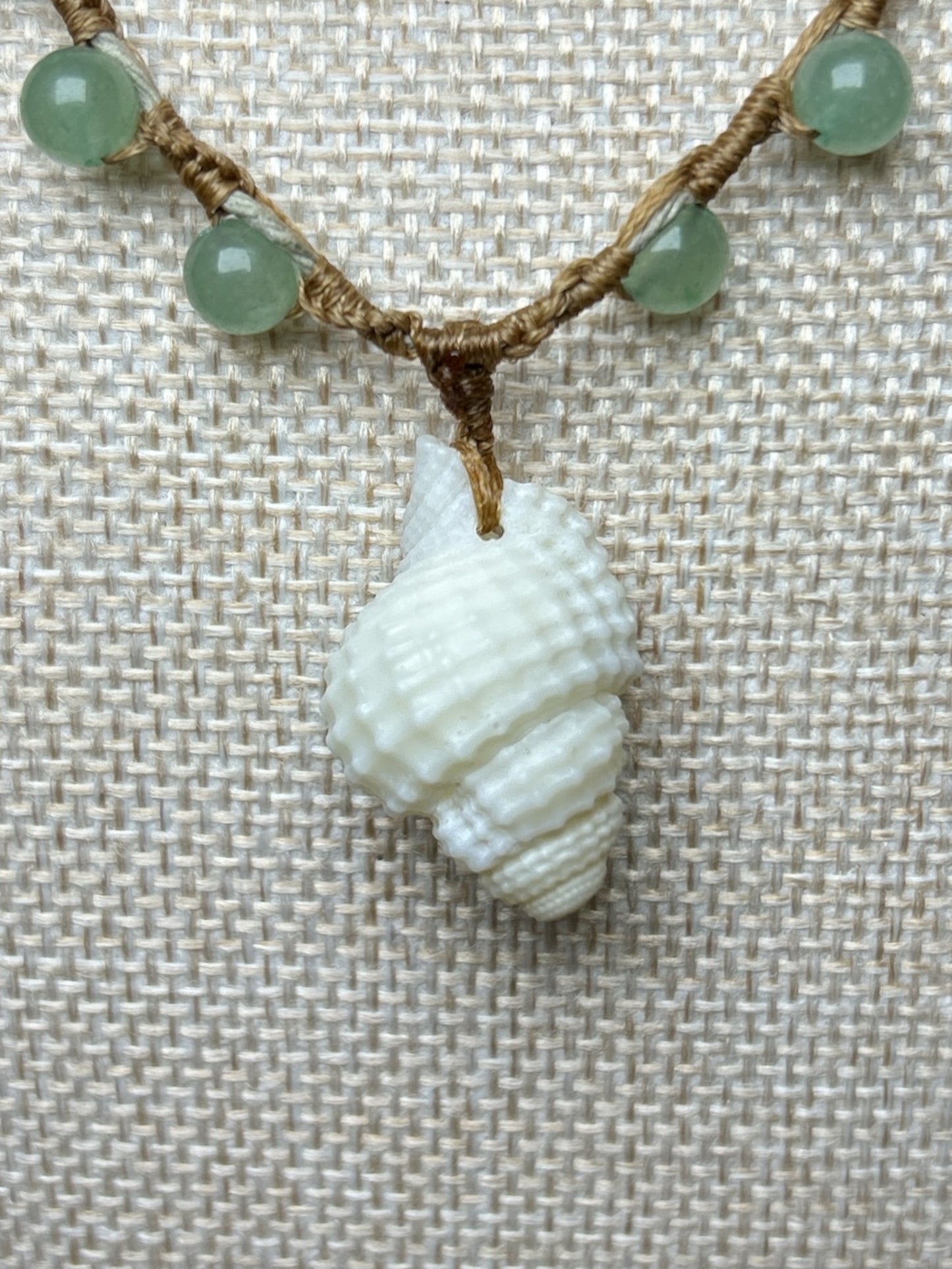 Macrame Choker: Sea Shell+Green Aventurine