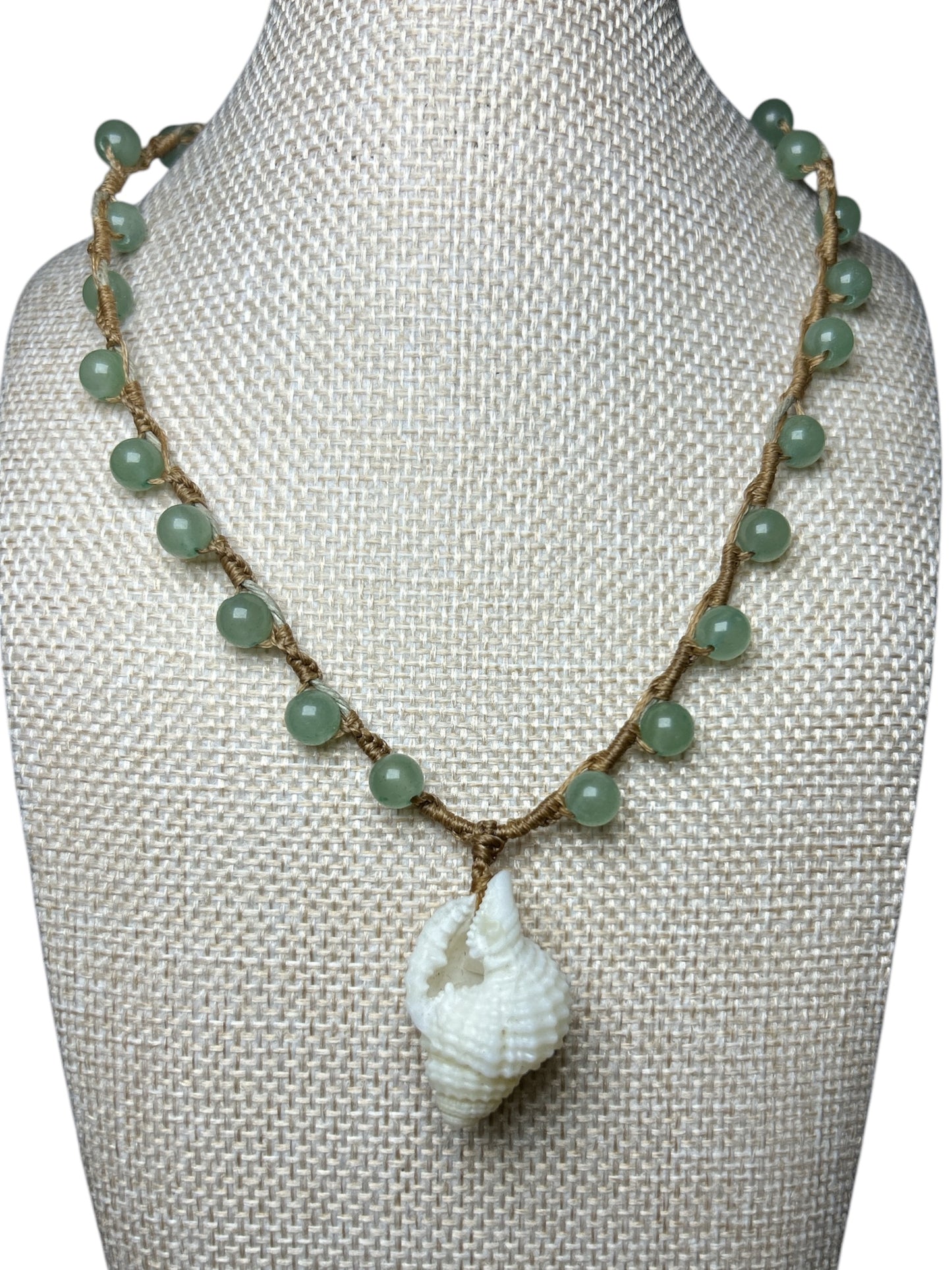 Macrame Choker: Sea Shell+Green Aventurine