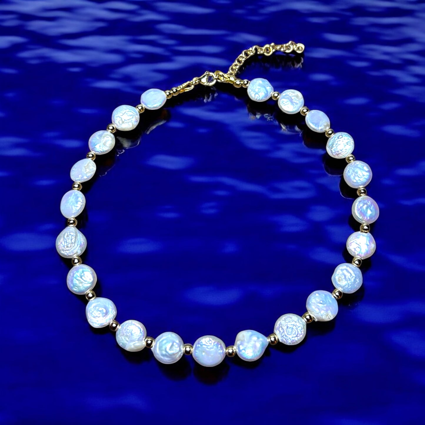 Aphrodite Collection: Freshwater Pearl Coin Necklace