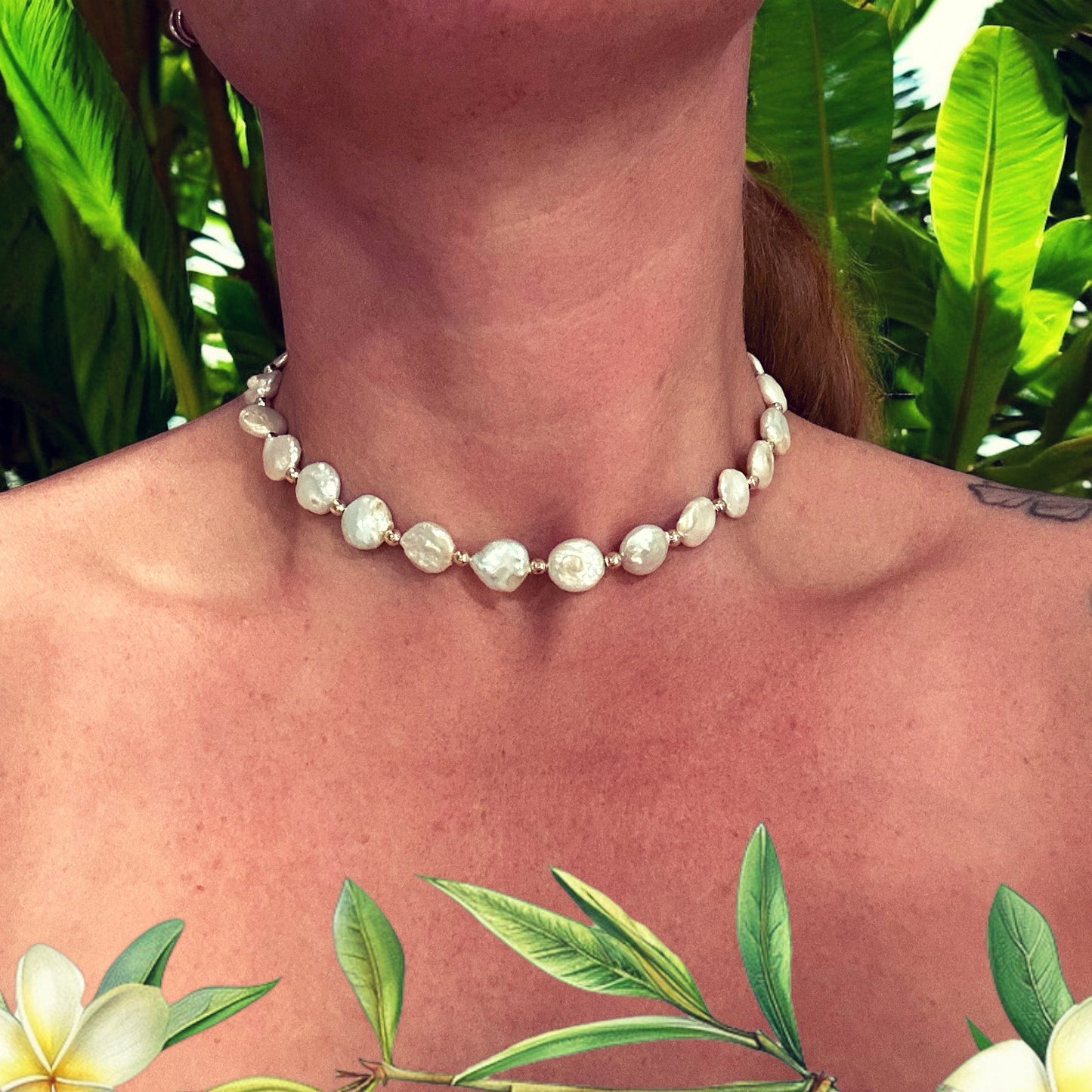Aphrodite Collection: Freshwater Pearl Coin Necklace