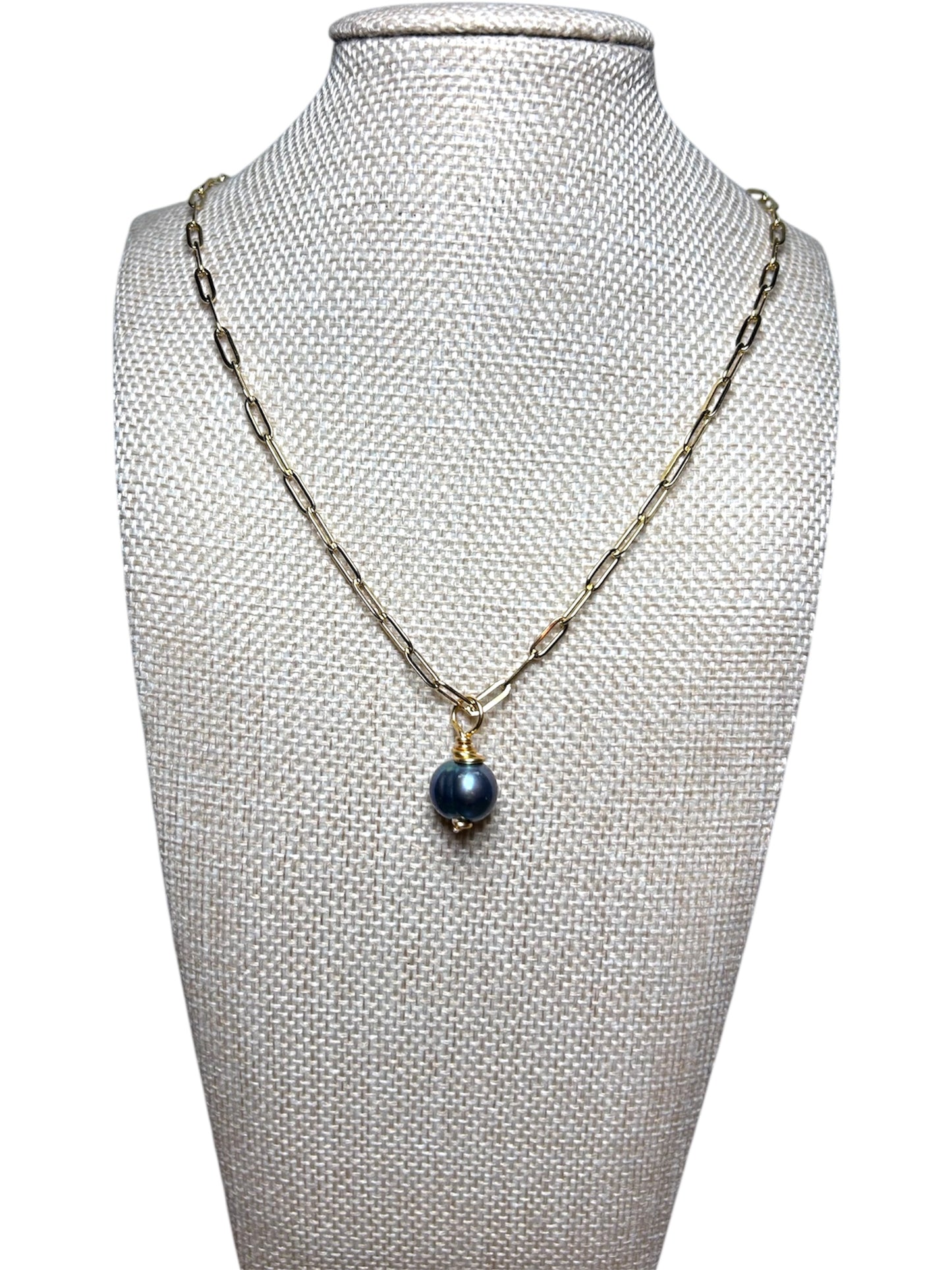Baroque Freshwater Pearl Paperclip Link Necklace (18”)
