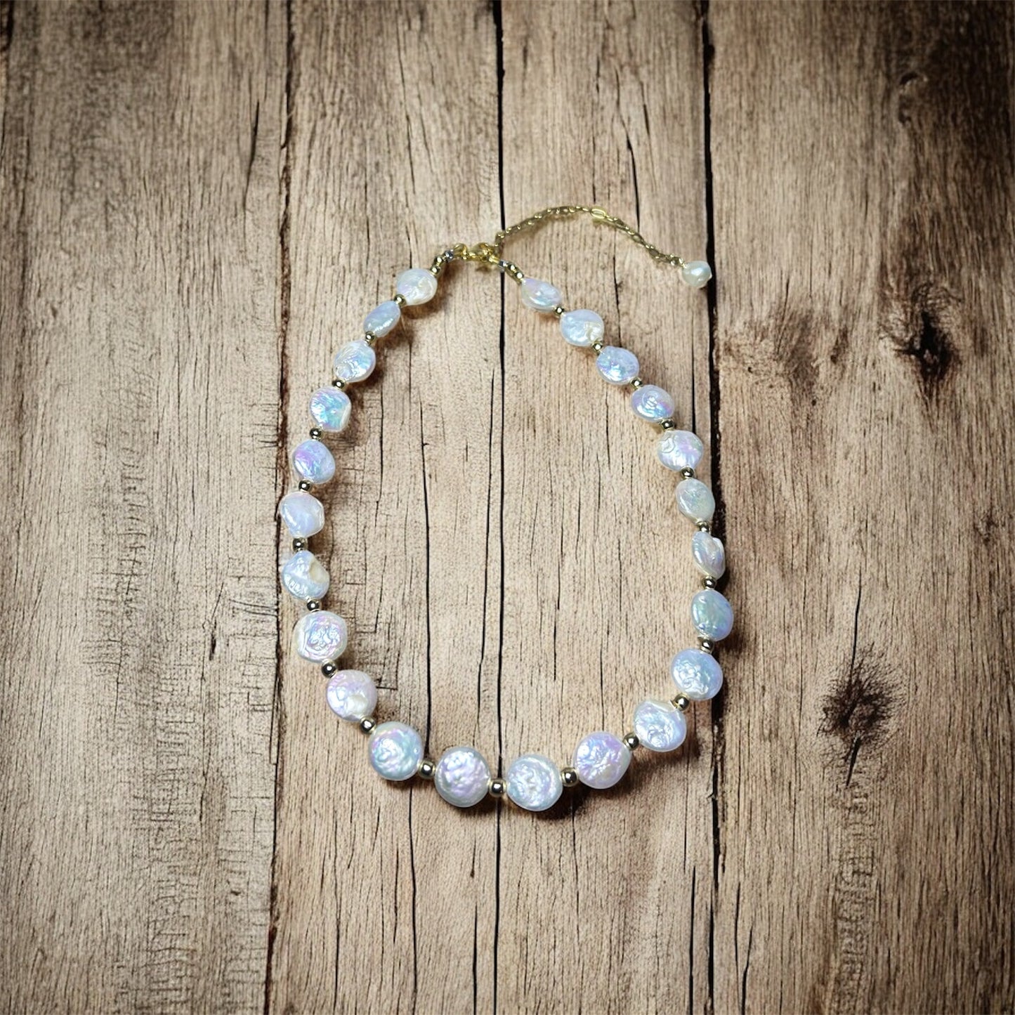 Aphrodite Collection: Freshwater Pearl Coin Necklace