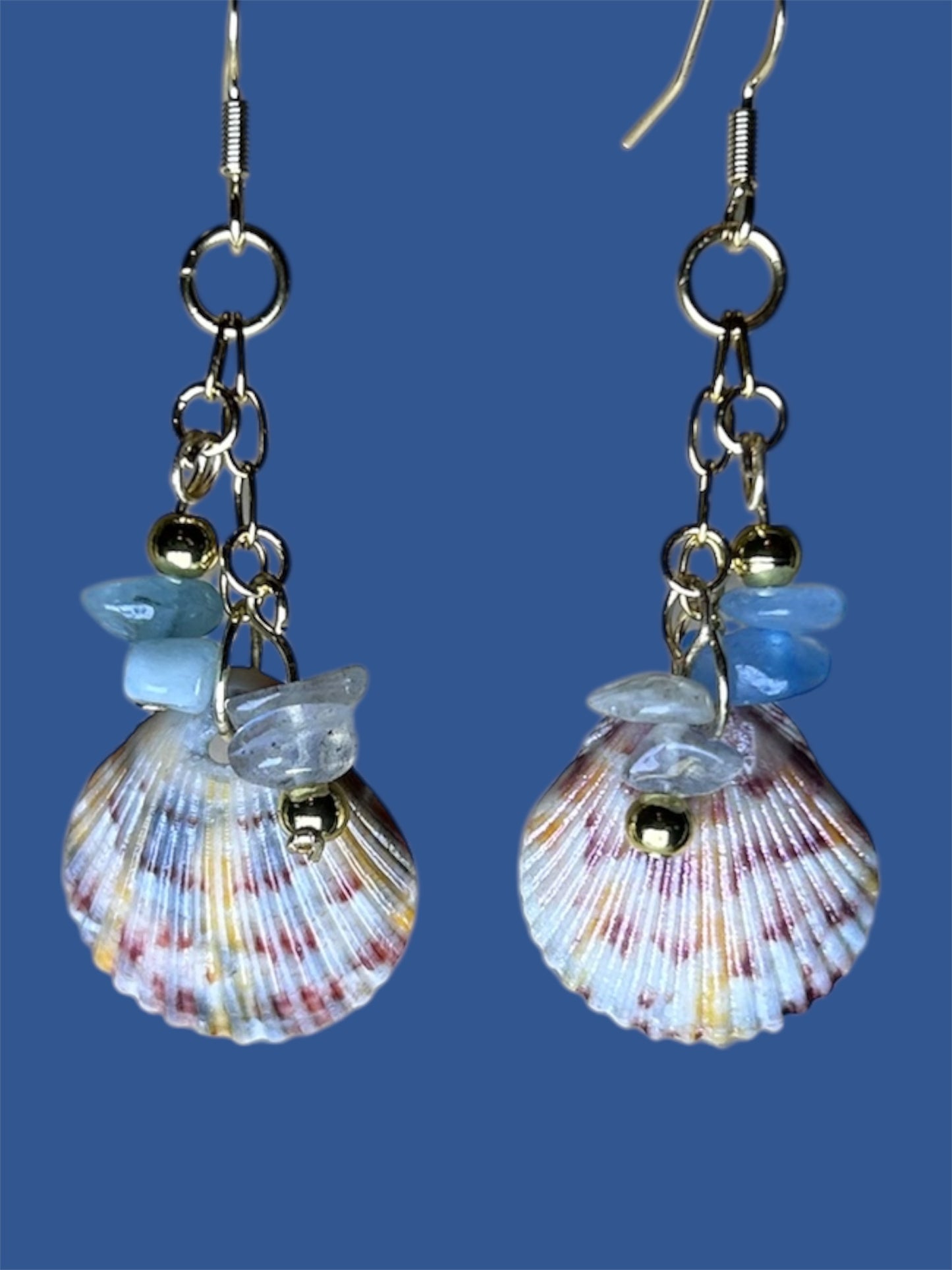 Scallop Shell and Stone Earring