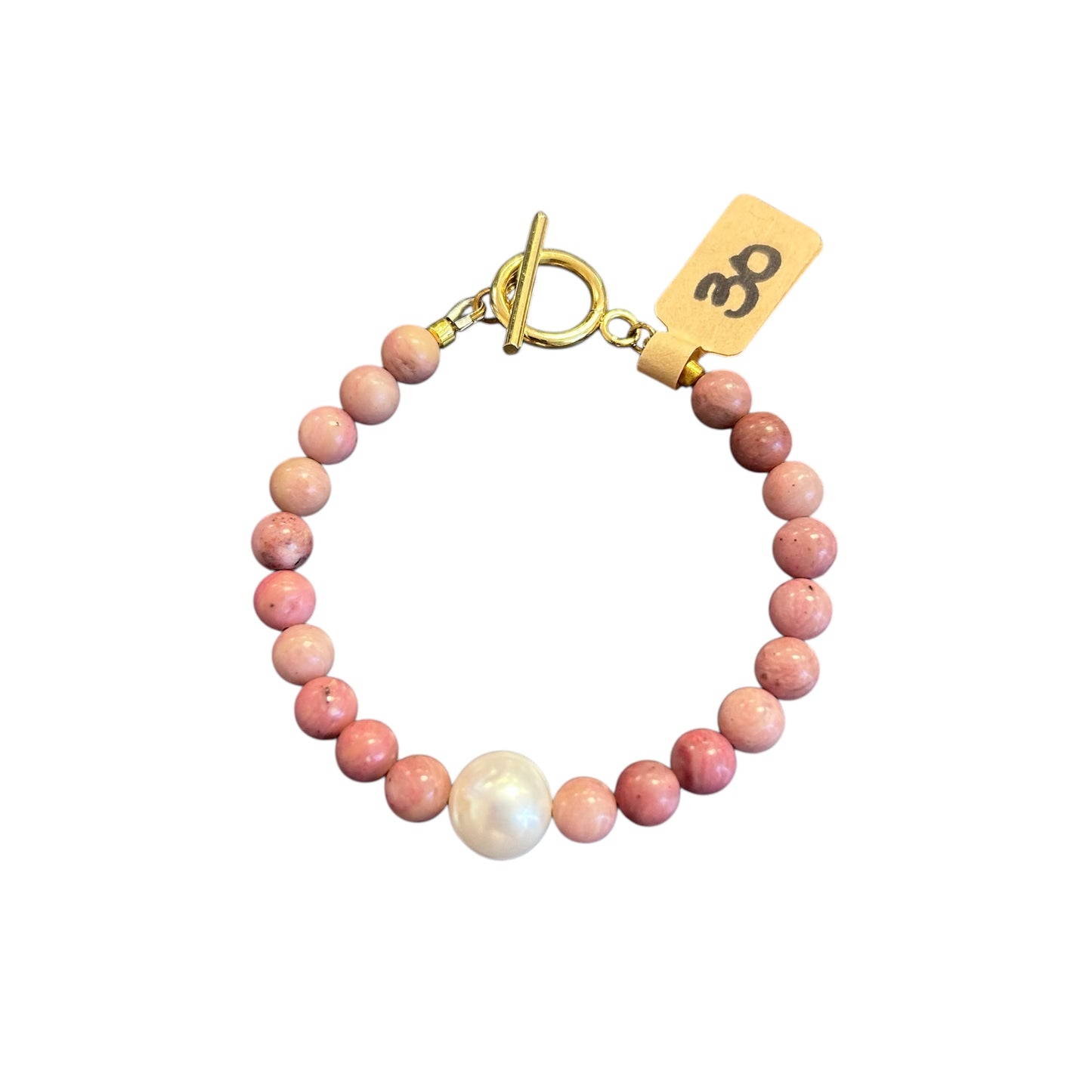 Rhodocrosite+Freshwater Pearl Bracelet