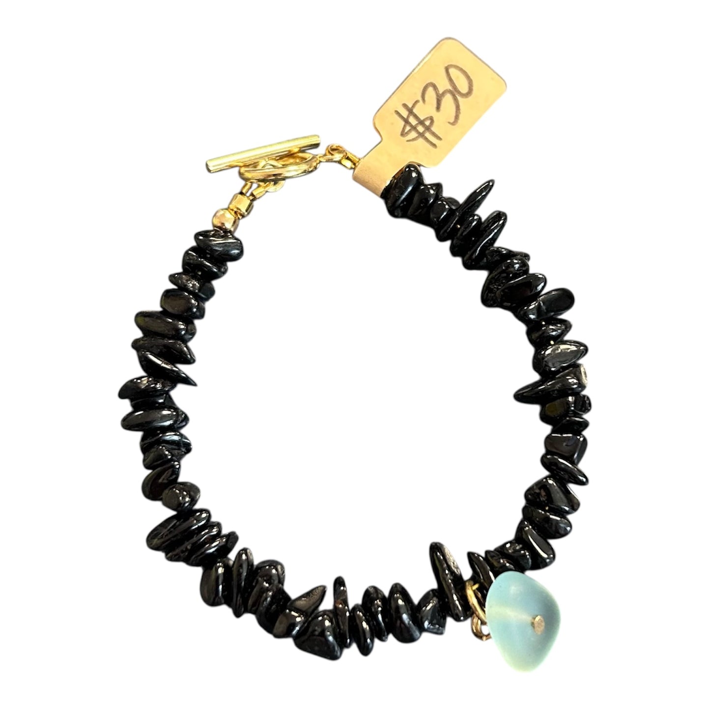 Black Turmaline + Glass Bracelet