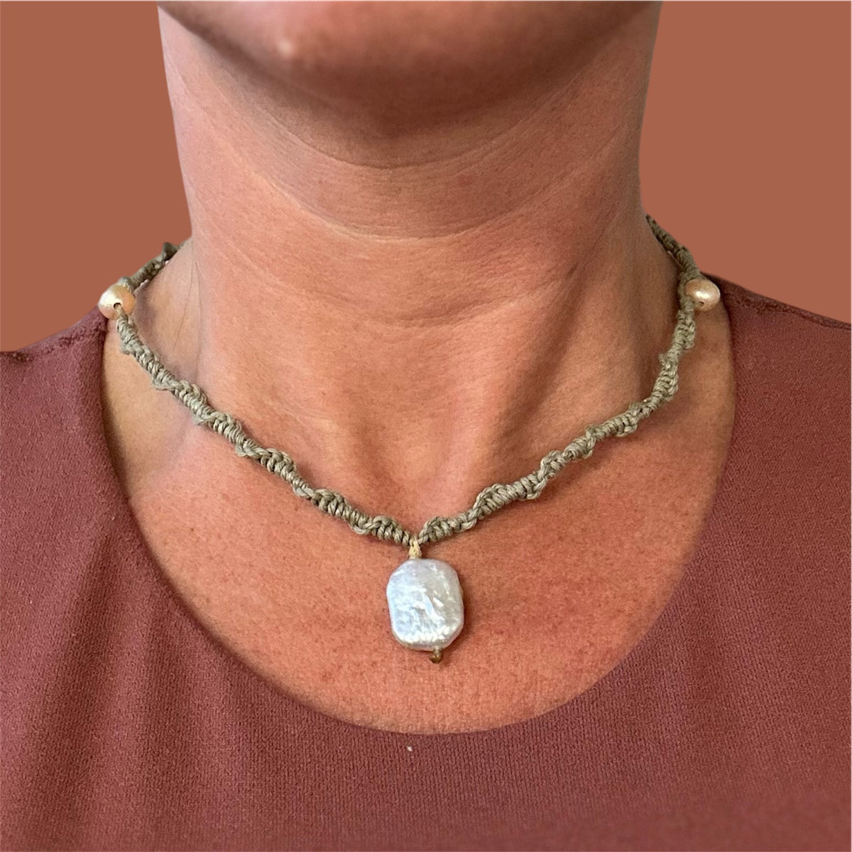 Baroque Freshwater Pearl + Hemp Choker