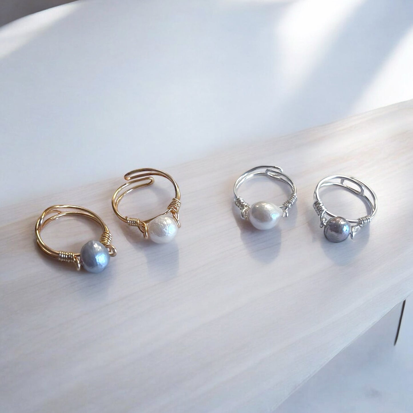 Freshwater Pearl Adjustable Wire Ring