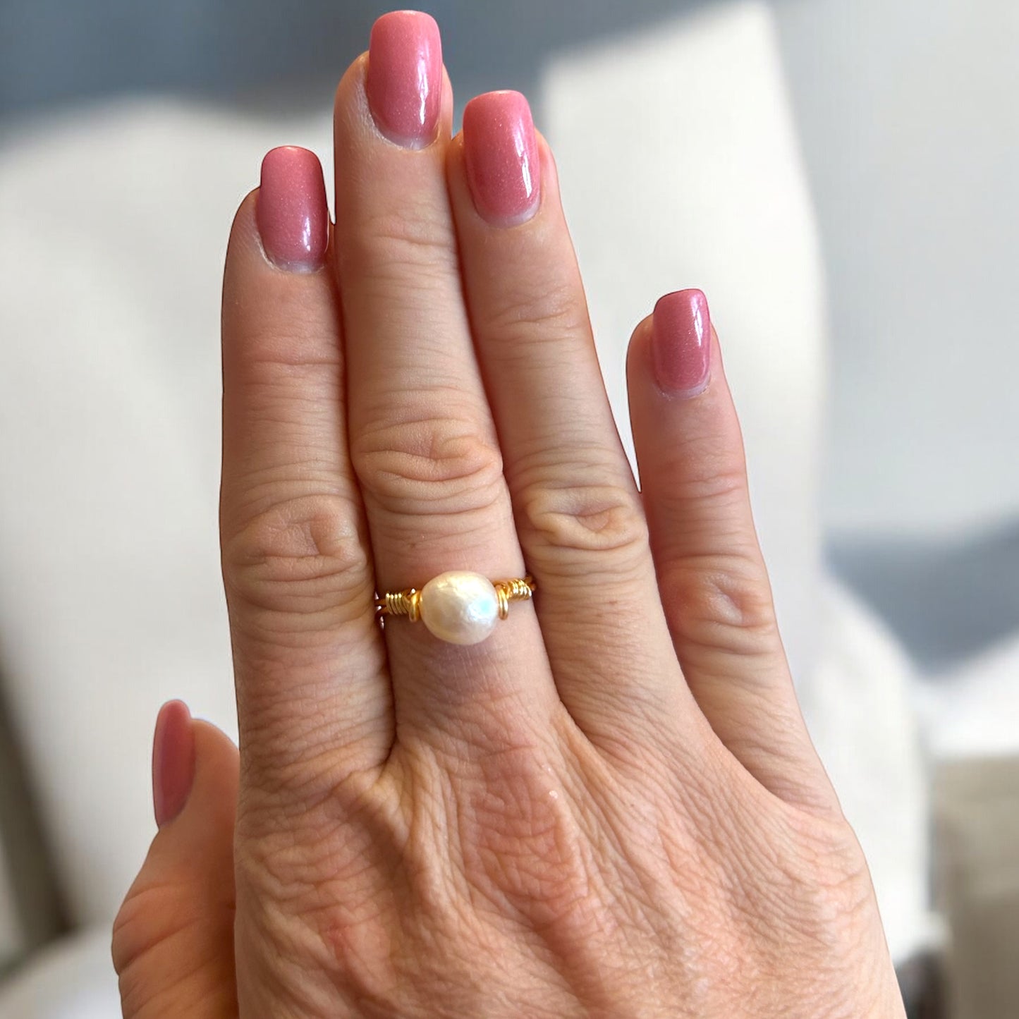 Freshwater Pearl Adjustable Wire Ring