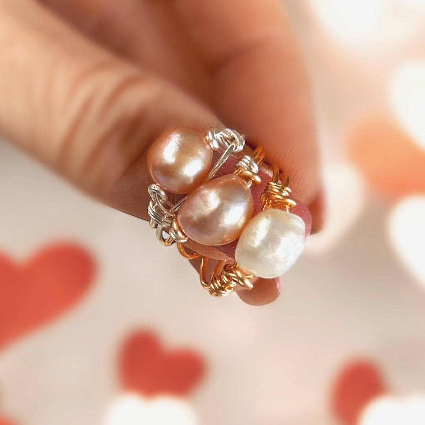 Freshwater Pearl Adjustable Wire Ring