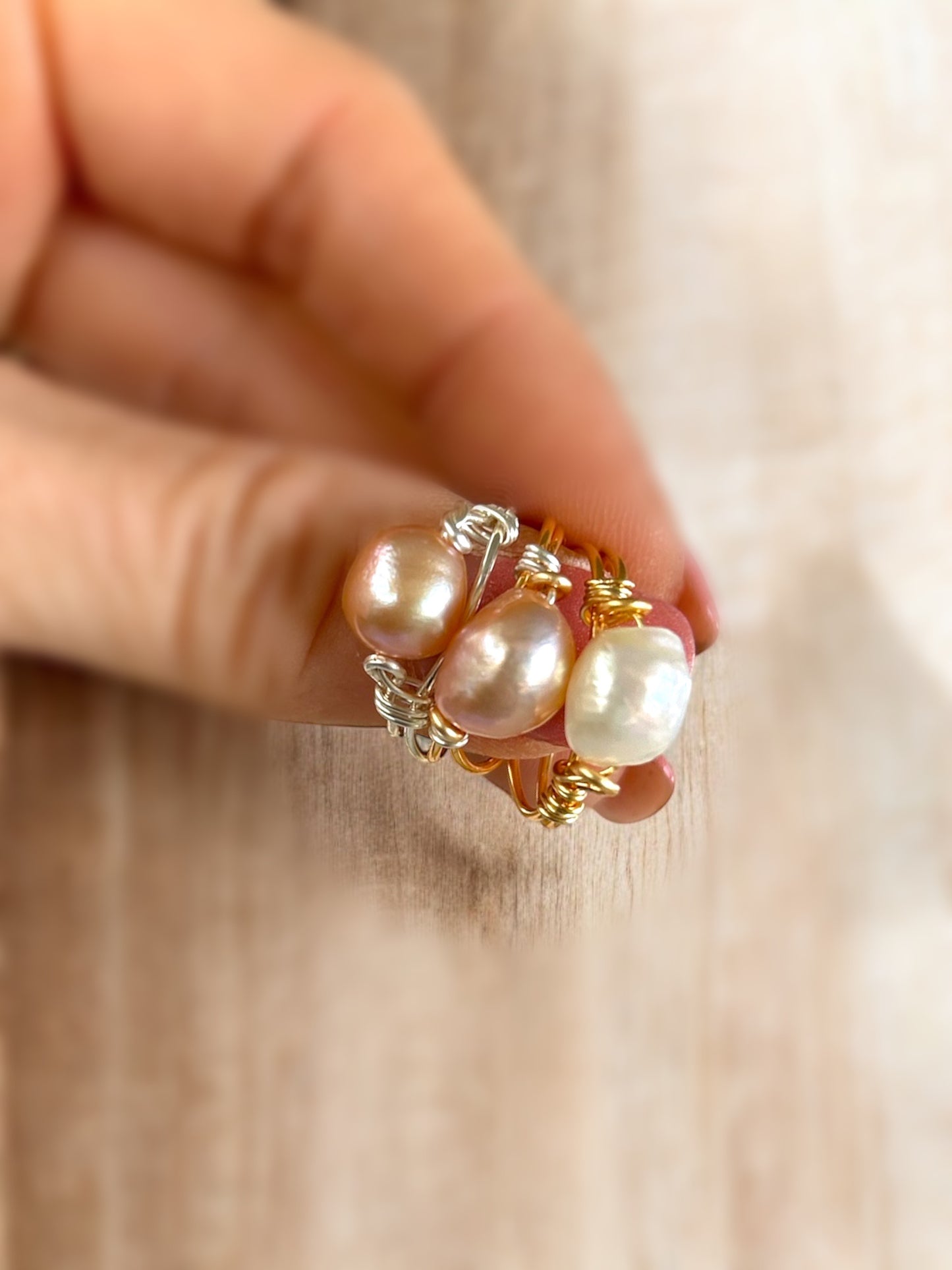 Freshwater Pearl Adjustable Wire Ring