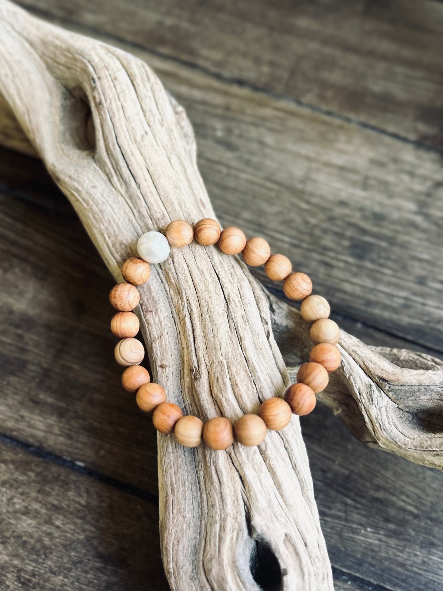 Drift Pearl Bracelet (Wood+Stone)