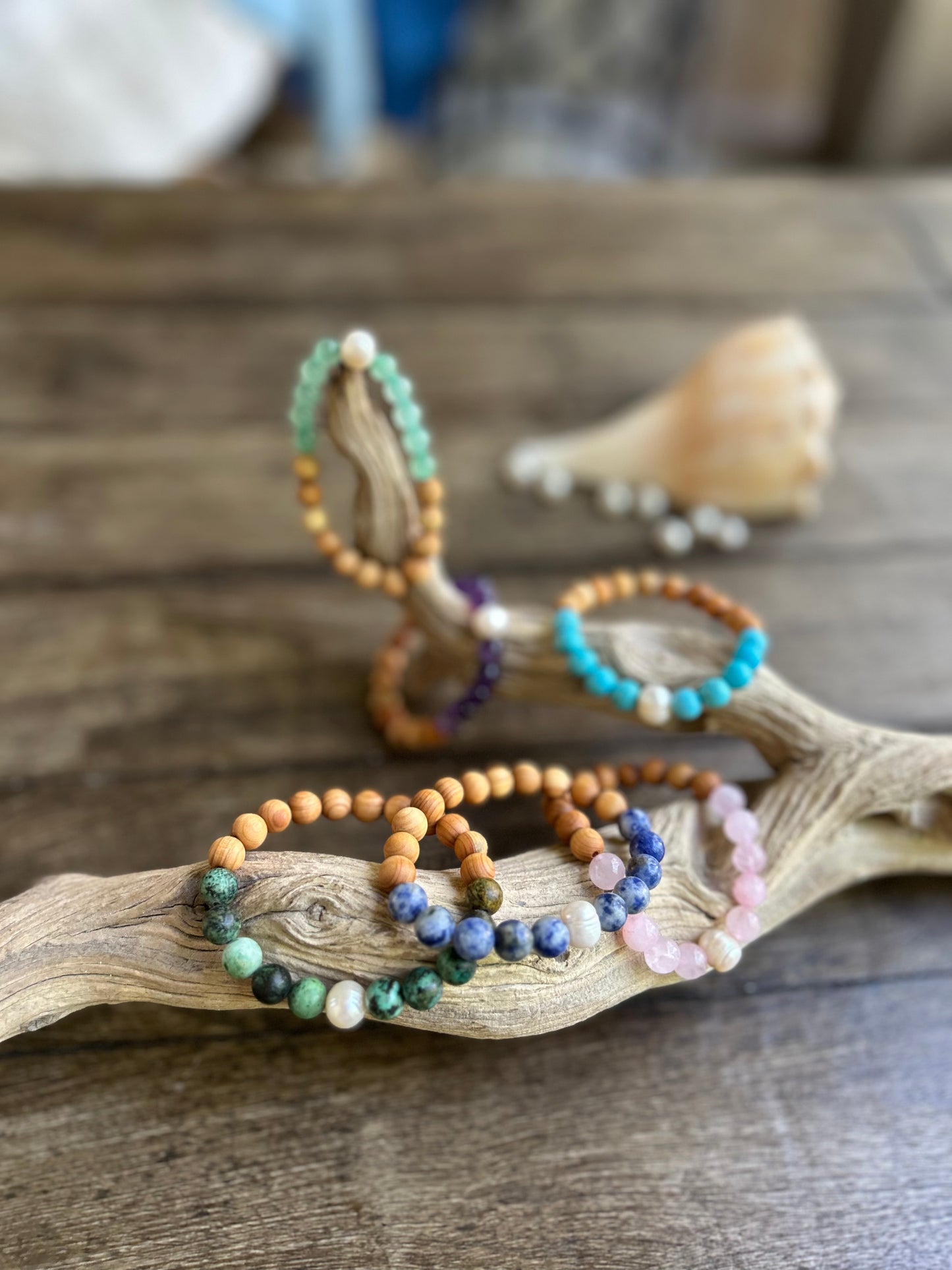 Drift Pearl Bracelet (Wood+Stone)