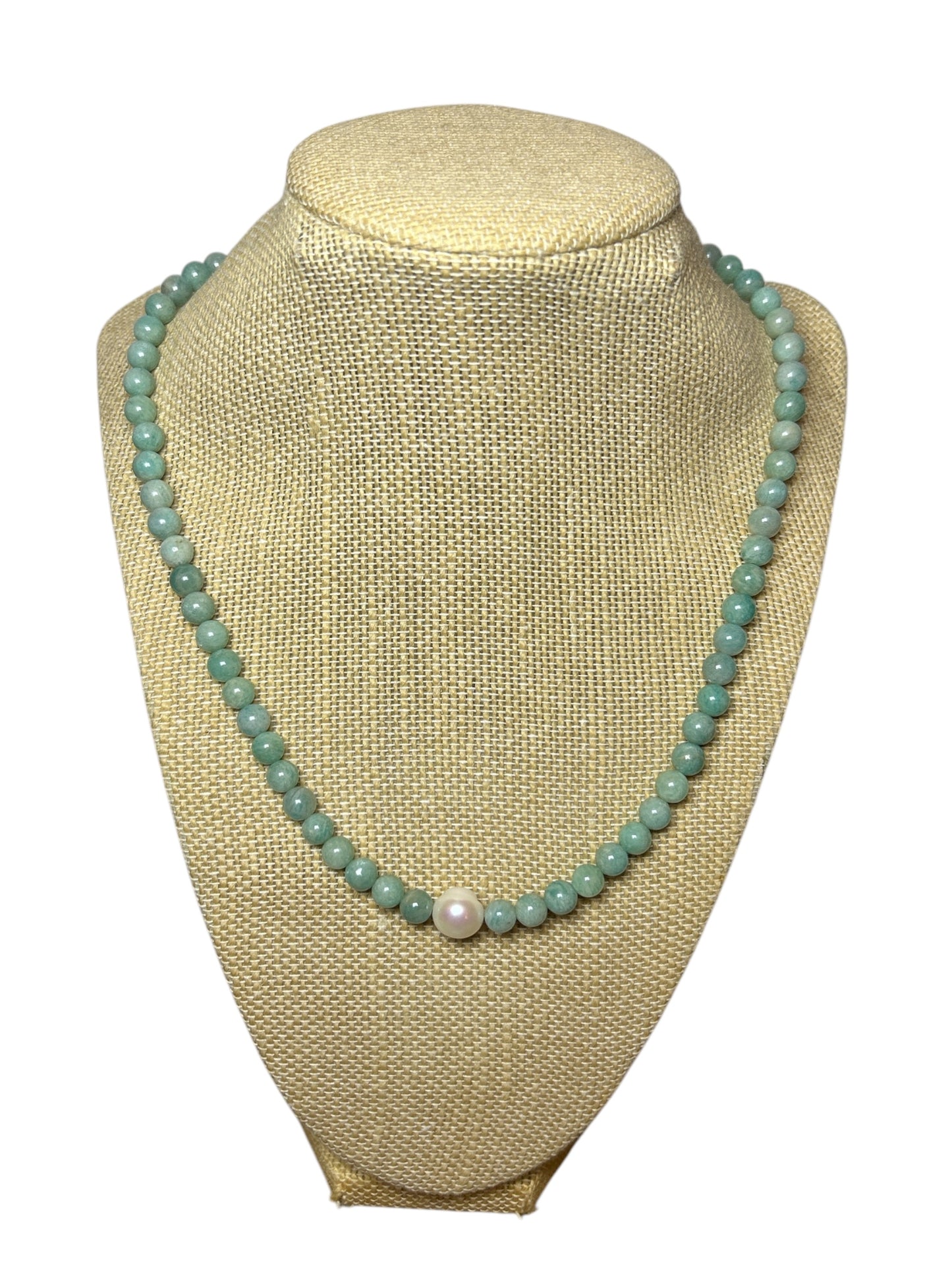 Aphrodite: Amazonite+Freshwater Pearl Necklace