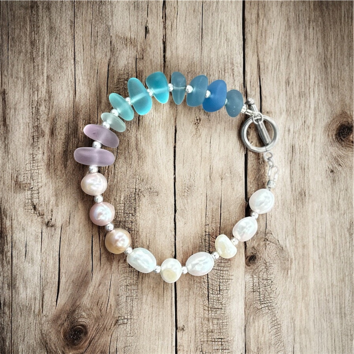Gradient Glass + Pearl Bracelt