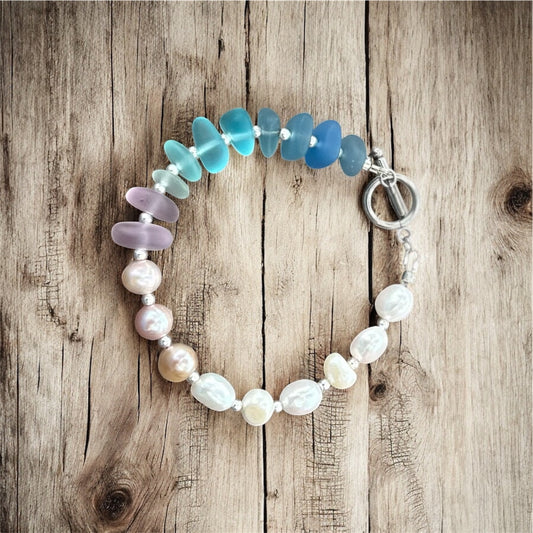 Gradient Glass + Pearl Bracelt