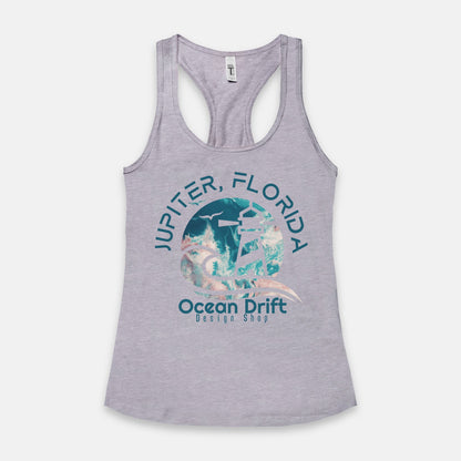 Ocean Drift Tank Top. (Teal & Pink Logo)(Full Length)