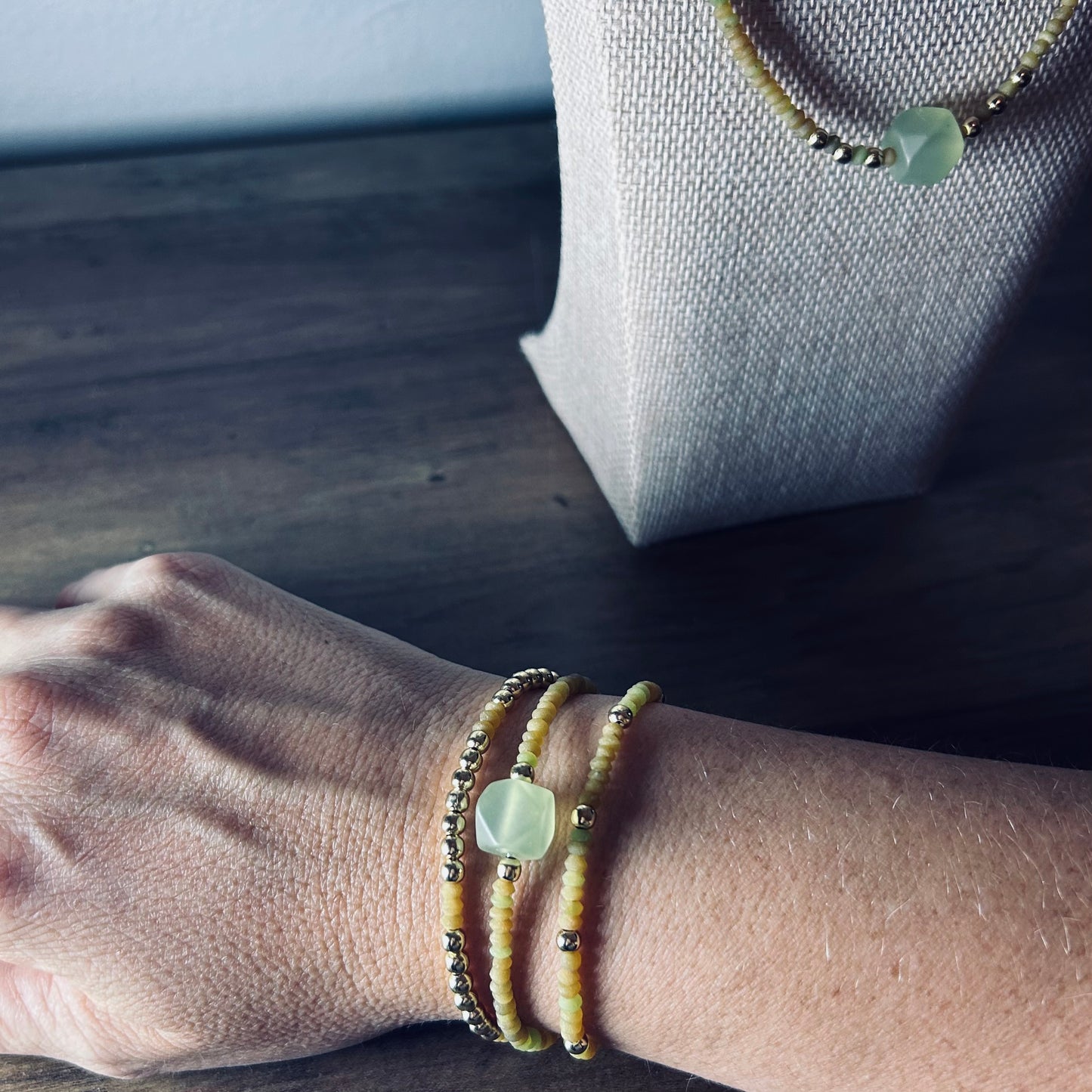 Golden Jade Cube Bracelet