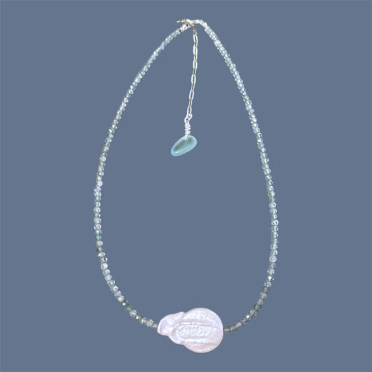 Faceted Apatite + Baroque Freshwater Pearl