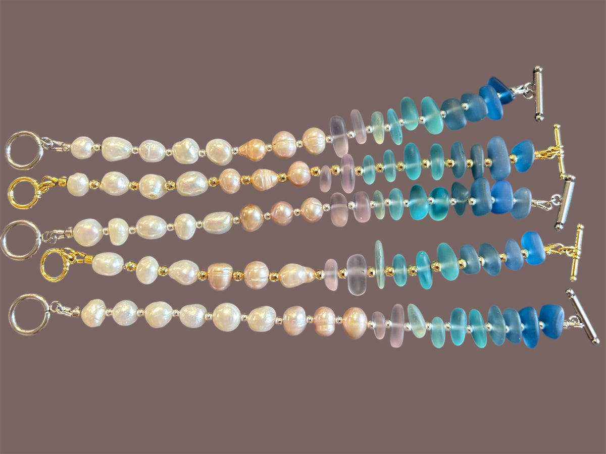Gradient Glass + Pearl Bracelt