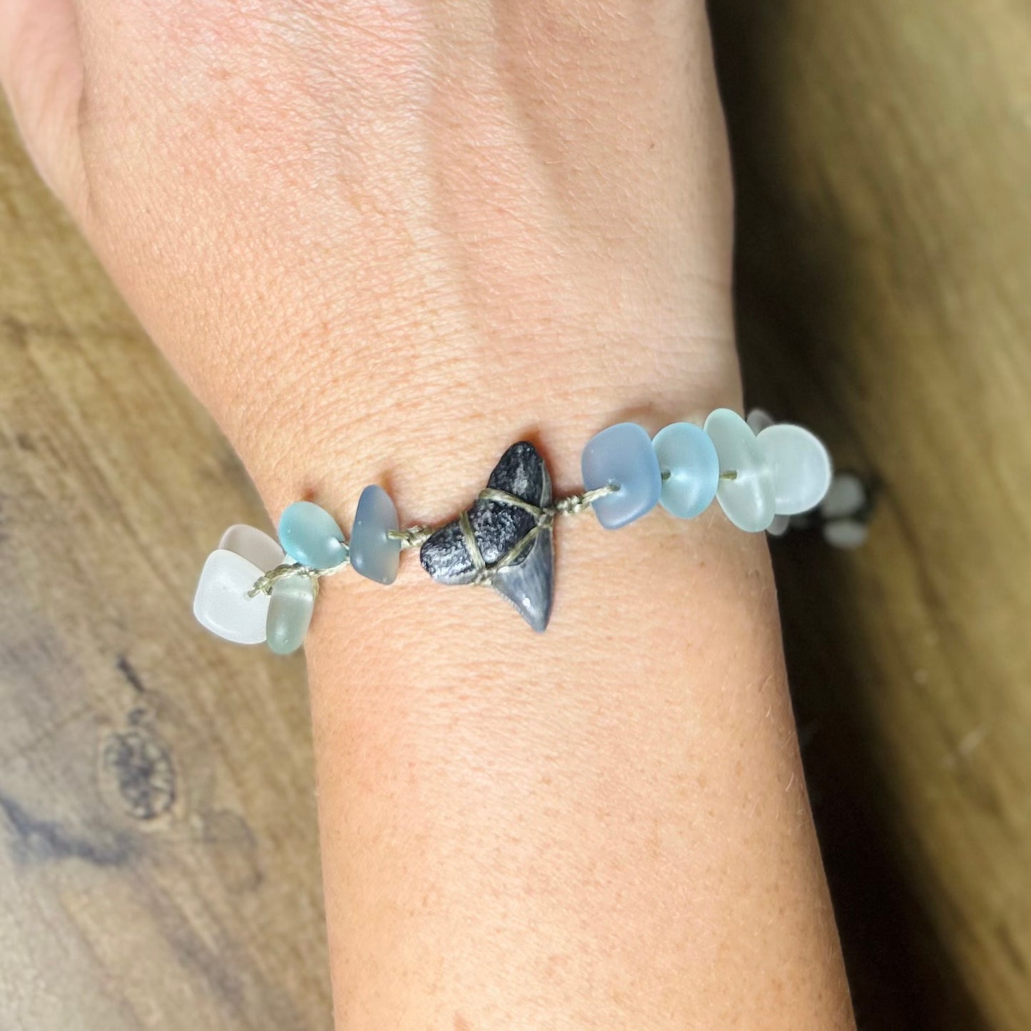 Shark Tooth + Recycled Glass Bracelet