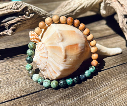 CUSTOMIZABLE Solid Wood Pearl or Shell Anklet