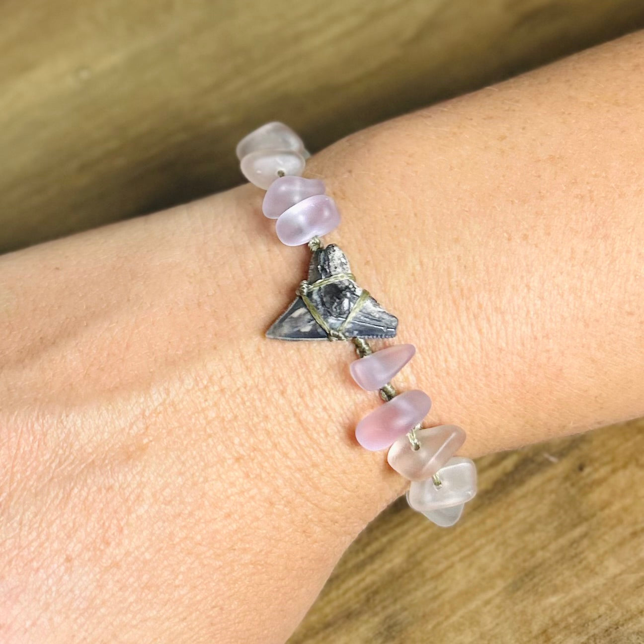 Shark Tooth + Recycled Glass Bracelet