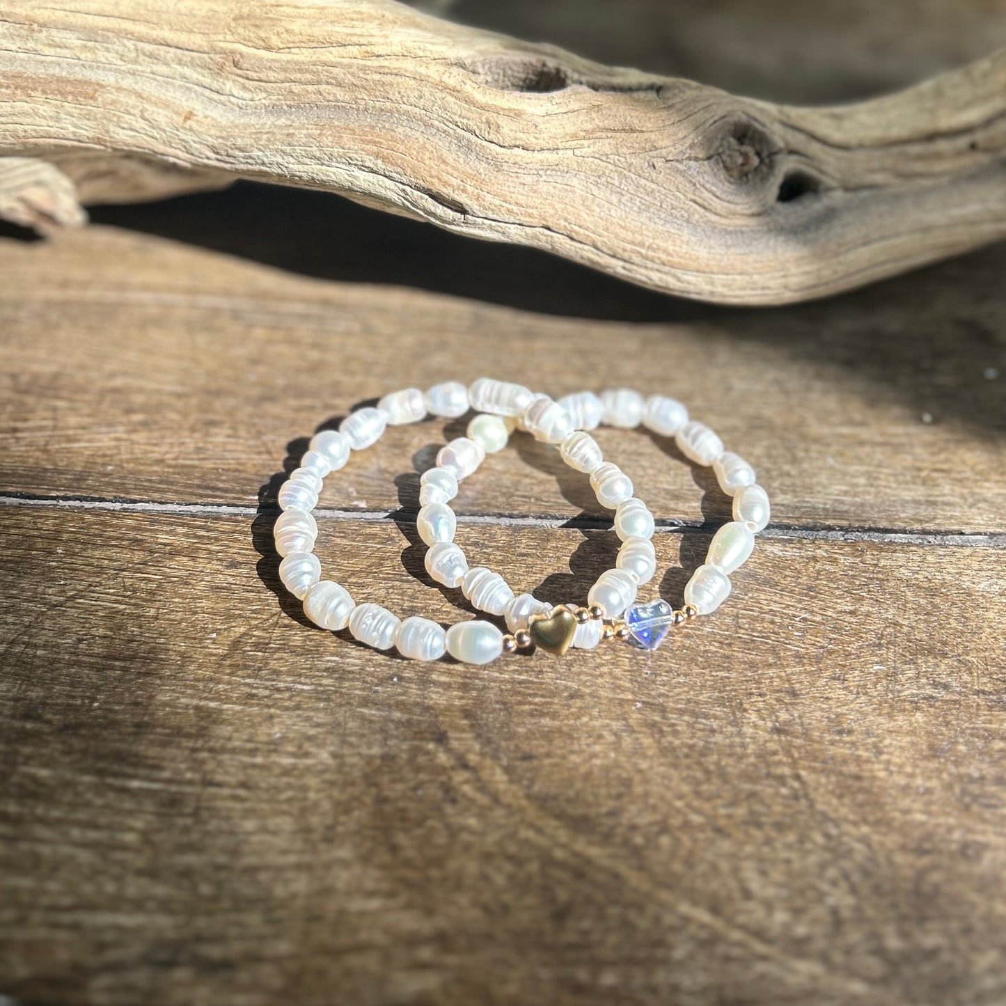 CUSTOM Pearl & Glass Heart Bracelet