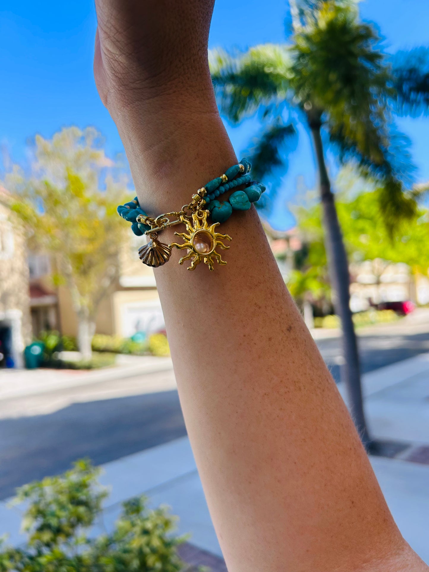 Blue Turquoise Trio Bracelet