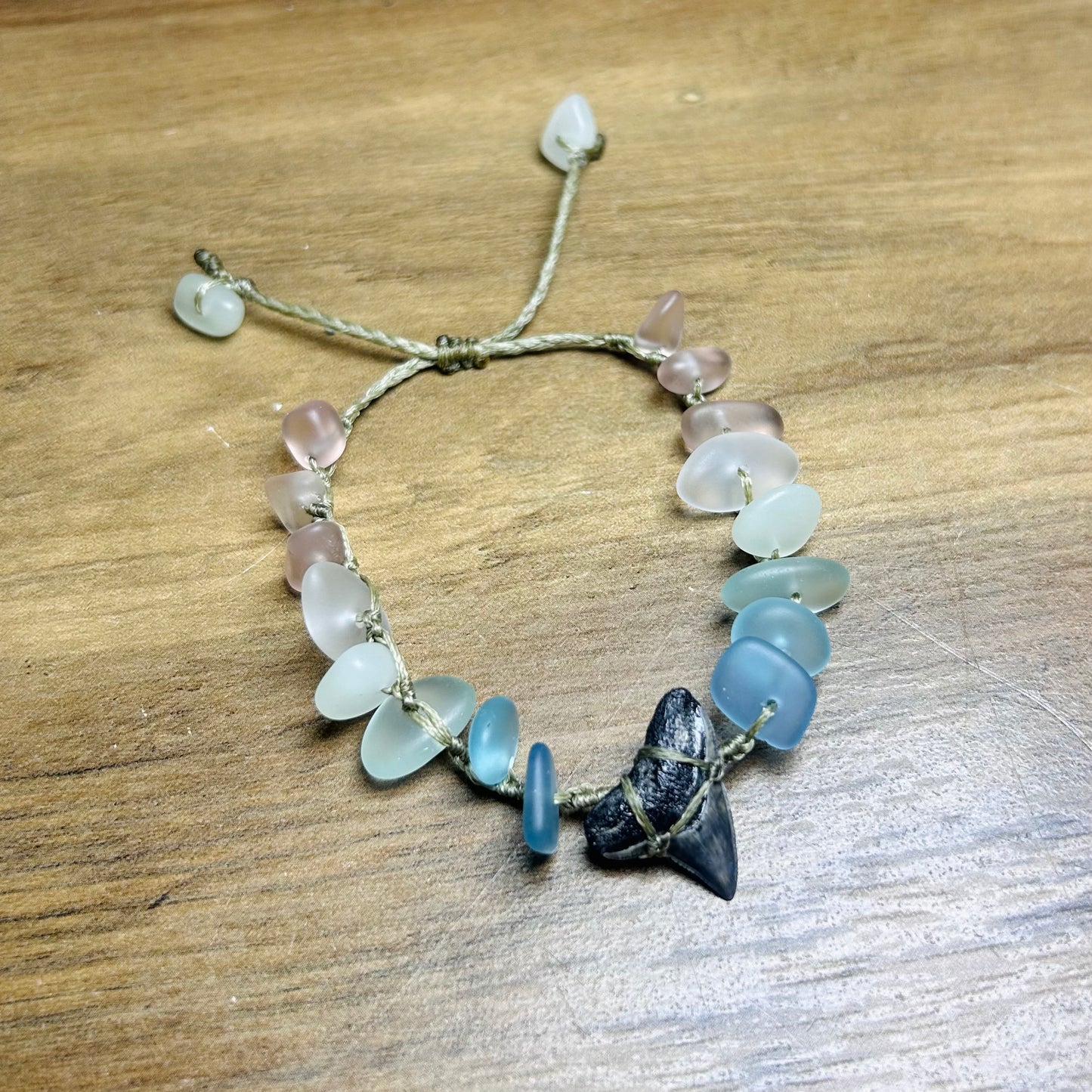Shark Tooth + Recycled Glass Bracelet