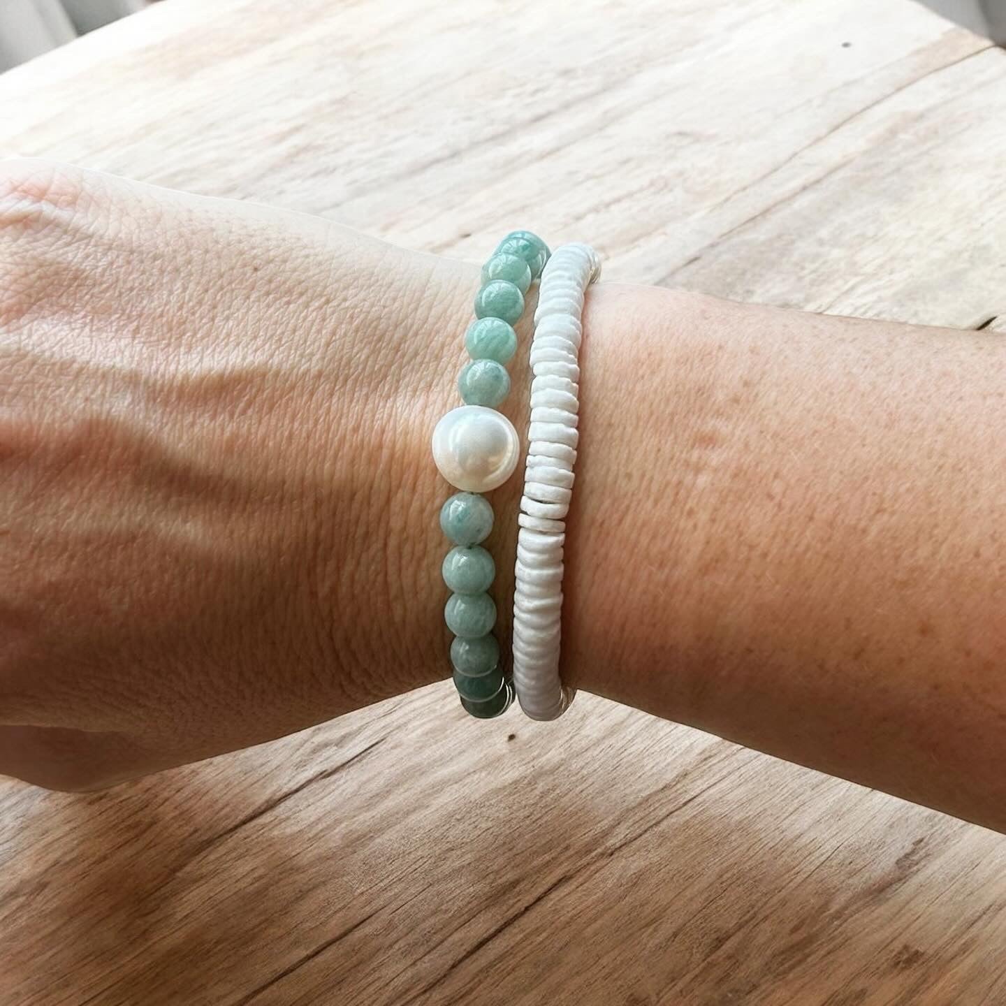 Aphrodite: Amazonite+Freshwater Pearl Bracelet