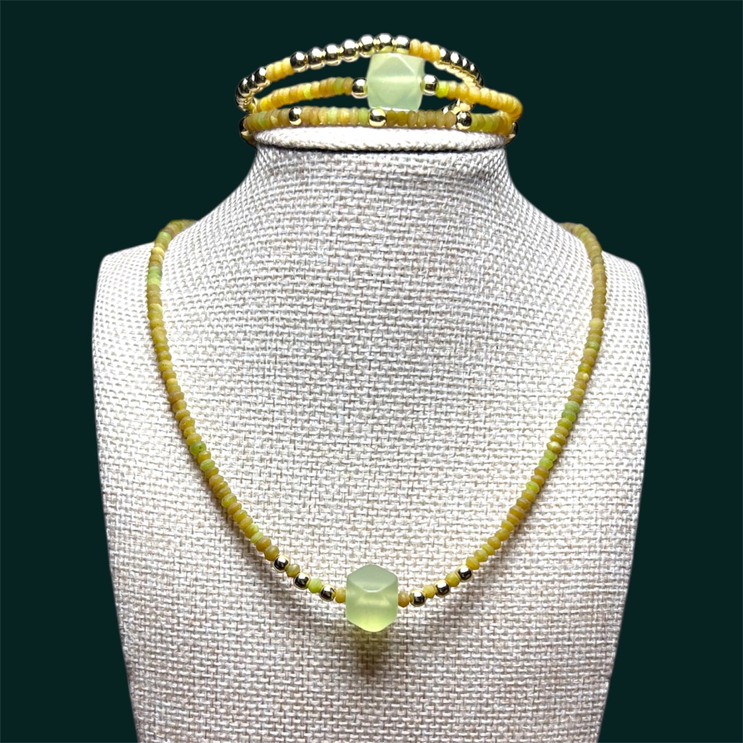 Golden Jade Cube Necklace
