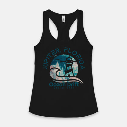 Ocean Drift Tank Top. (Teal & Pink Logo)(Full Length)