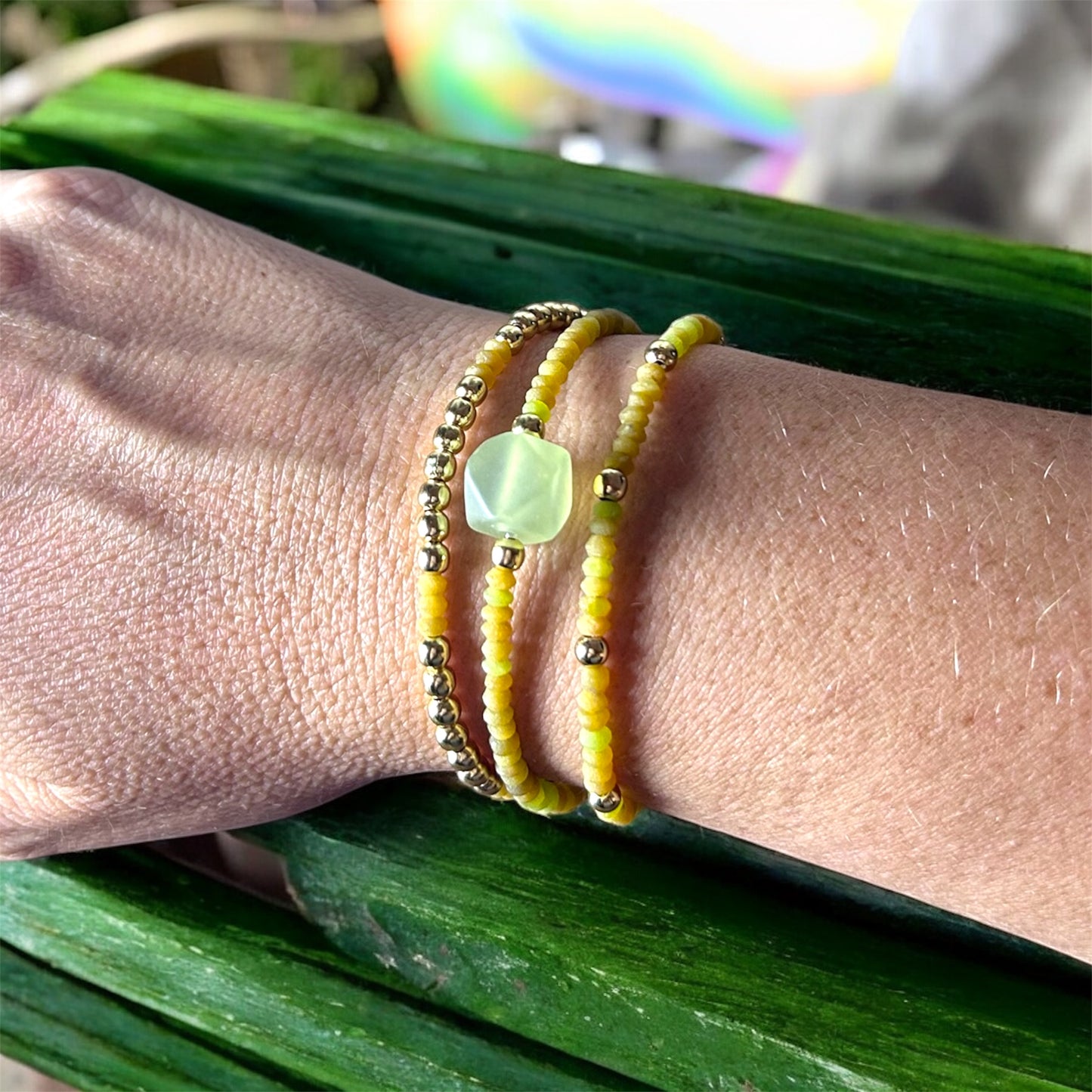 Golden Jade Cube Bracelet