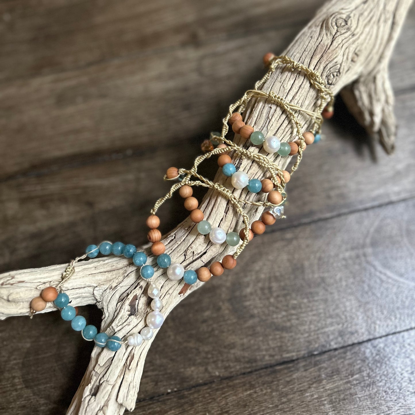 Colossal Pearl & Stone Macrame Bracelet