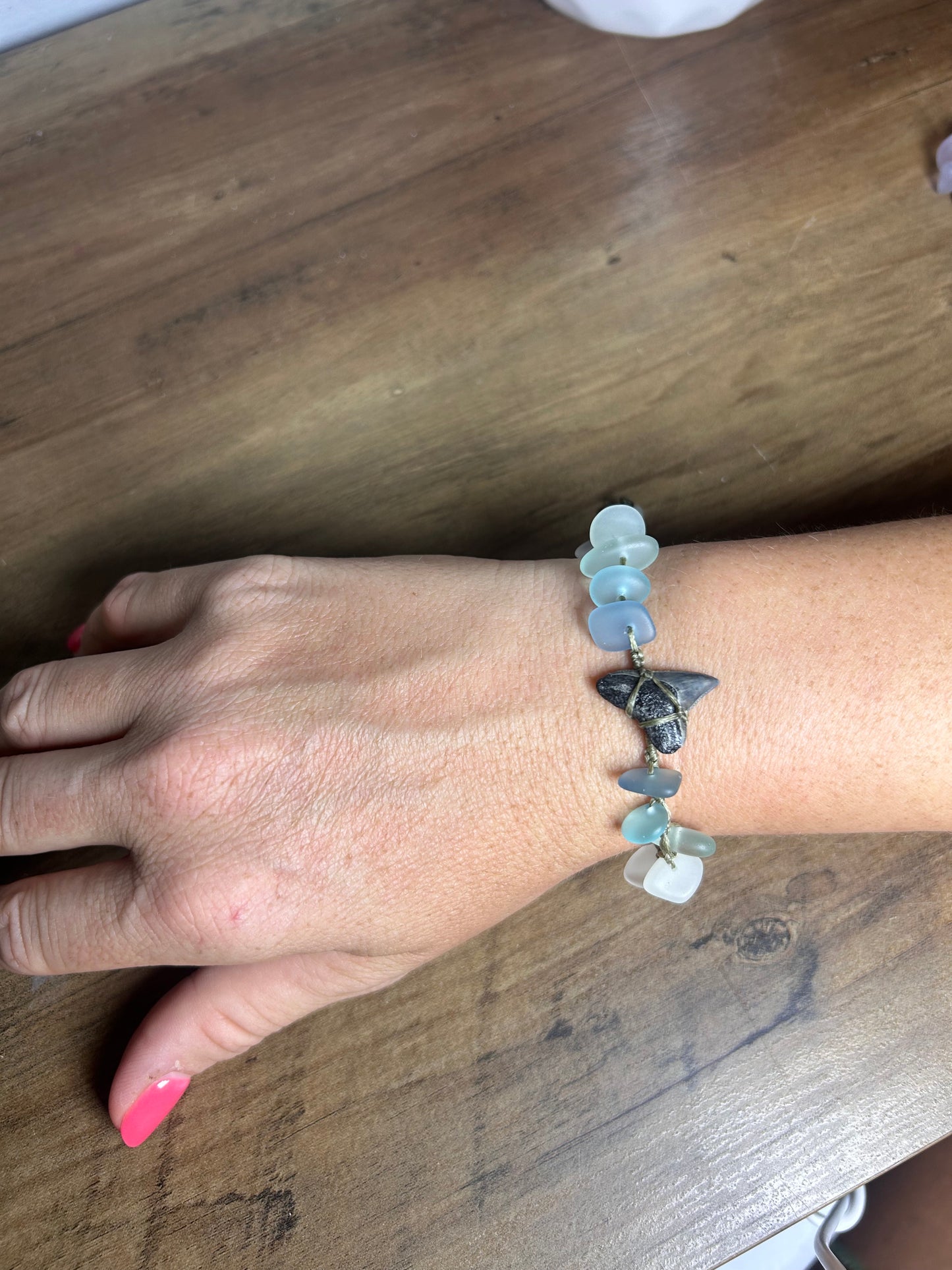 Shark Tooth + Recycled Glass Bracelet