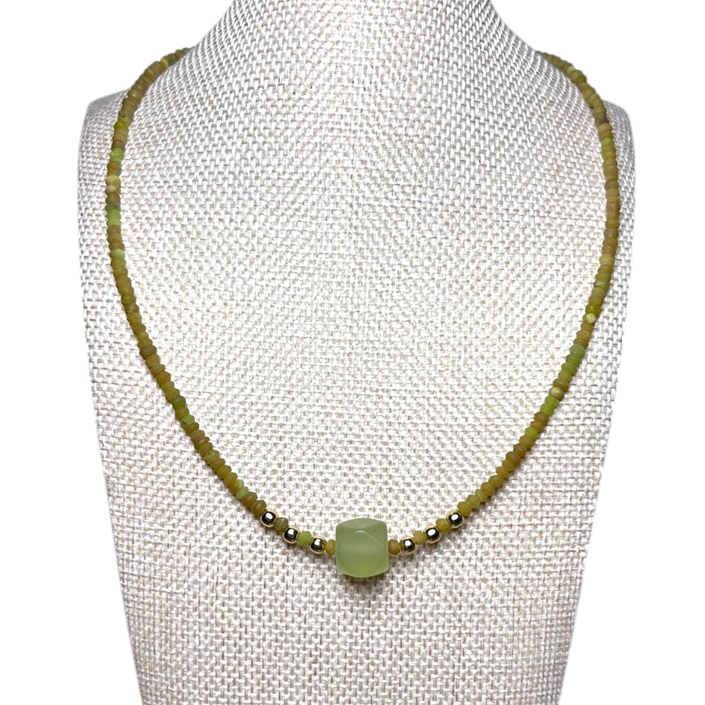 Golden Jade Cube Necklace