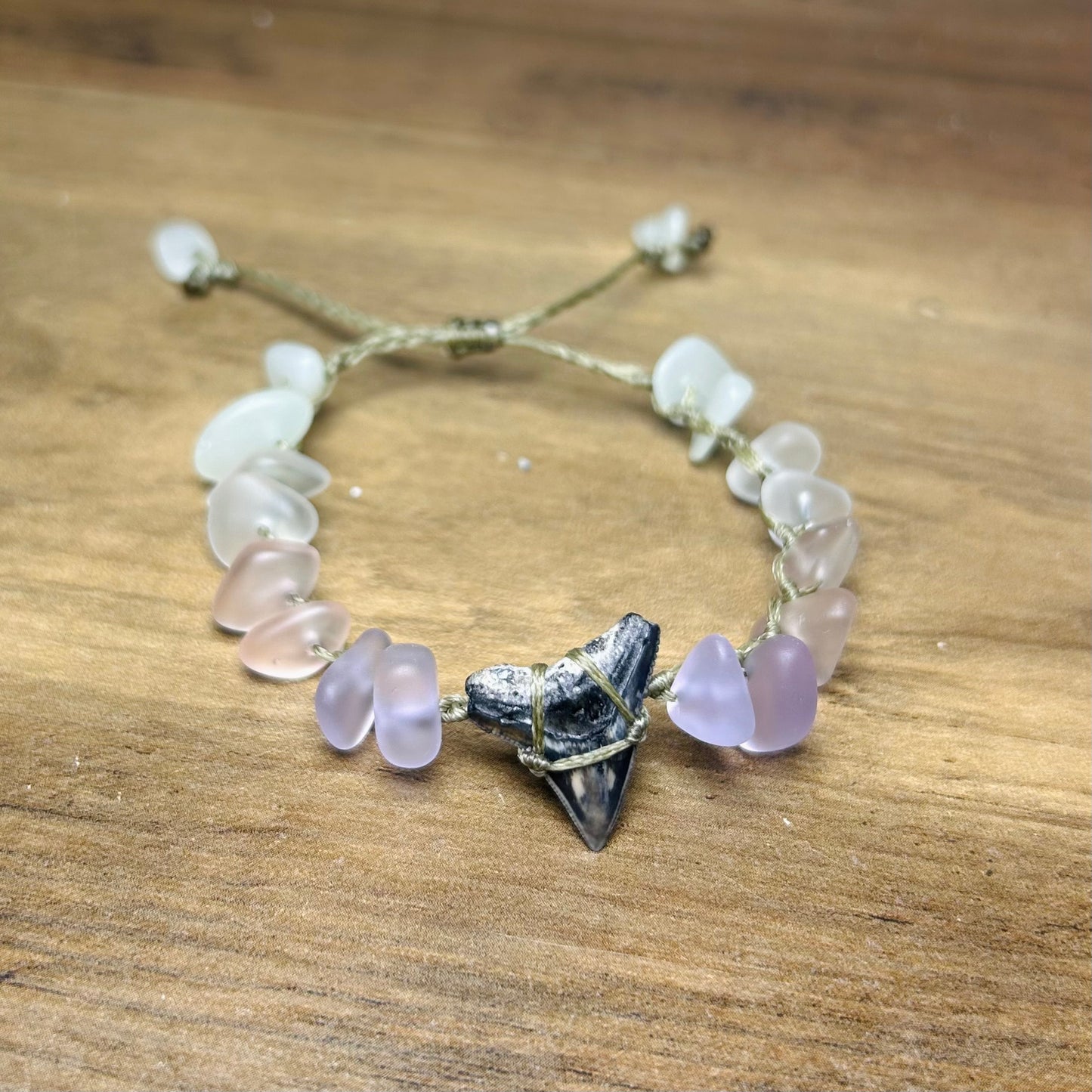 Shark Tooth + Recycled Glass Bracelet