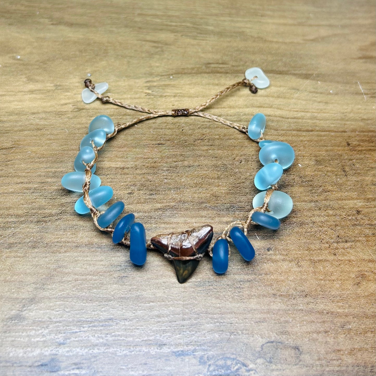 Shark Tooth + Recycled Glass Bracelet