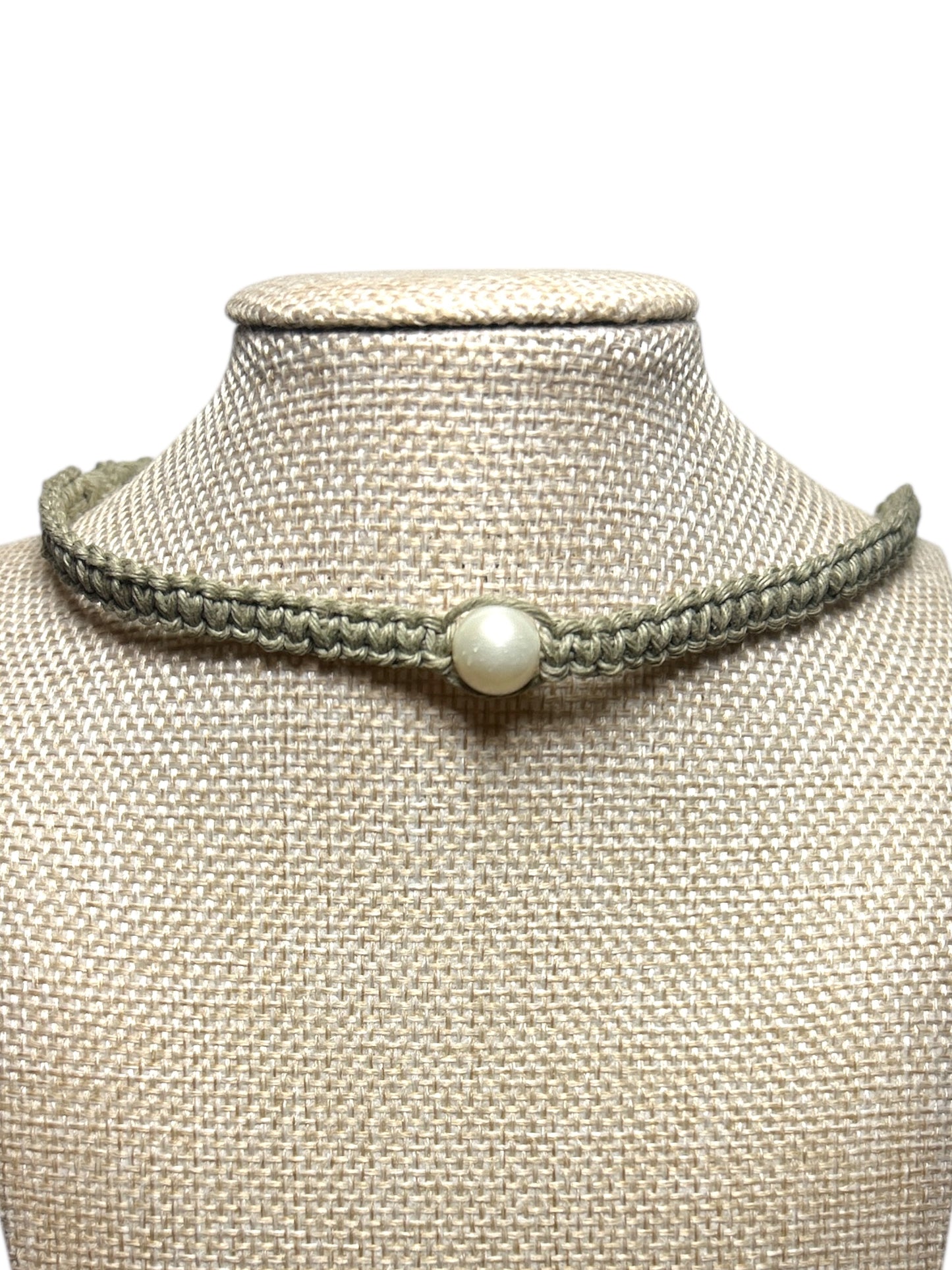 Hemp Macrame Pearl Choker