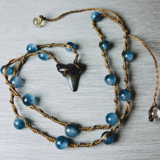 Shark Tooth + Stone Necklace