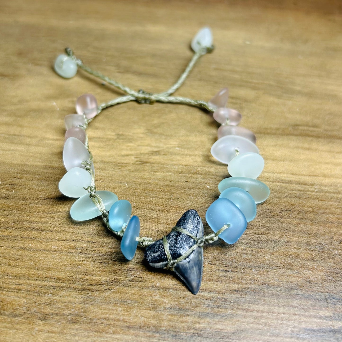 Shark Tooth + Recycled Glass Bracelet