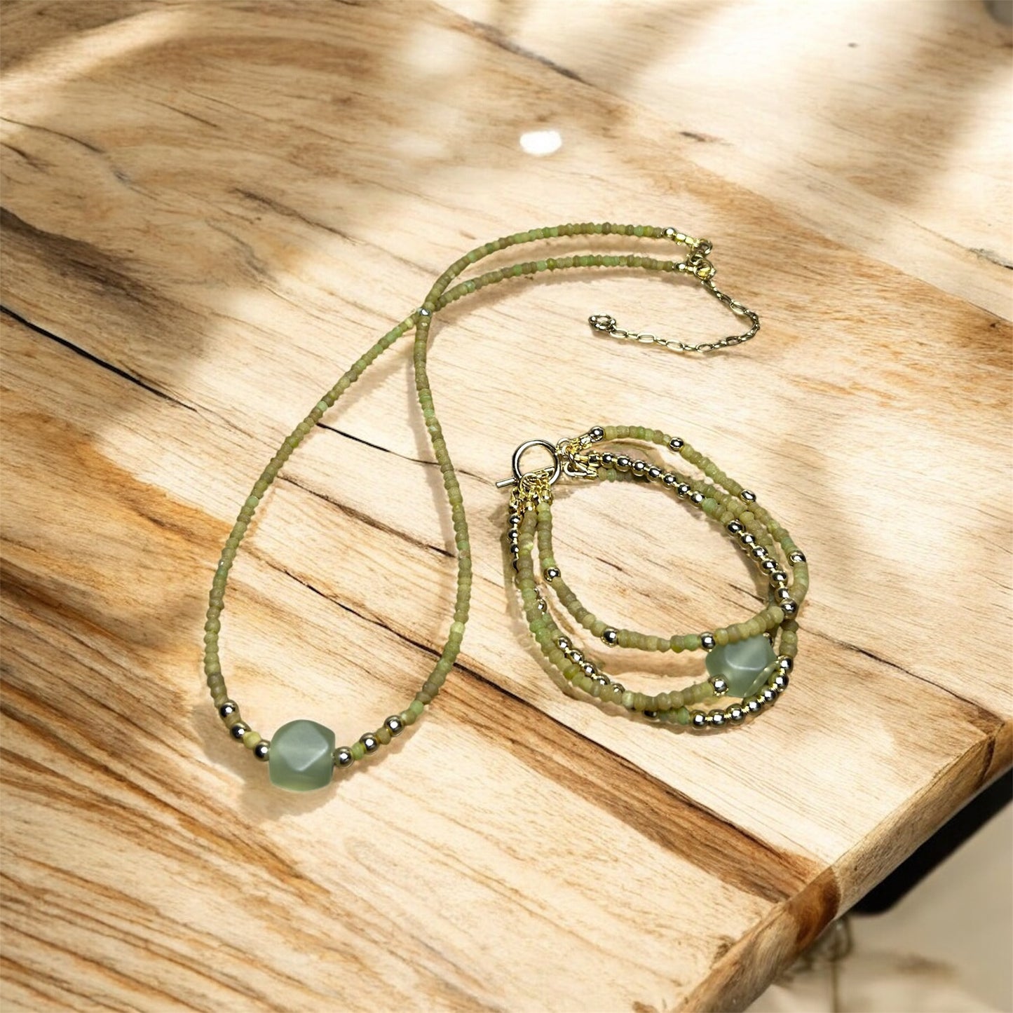 Golden Jade Cube Necklace