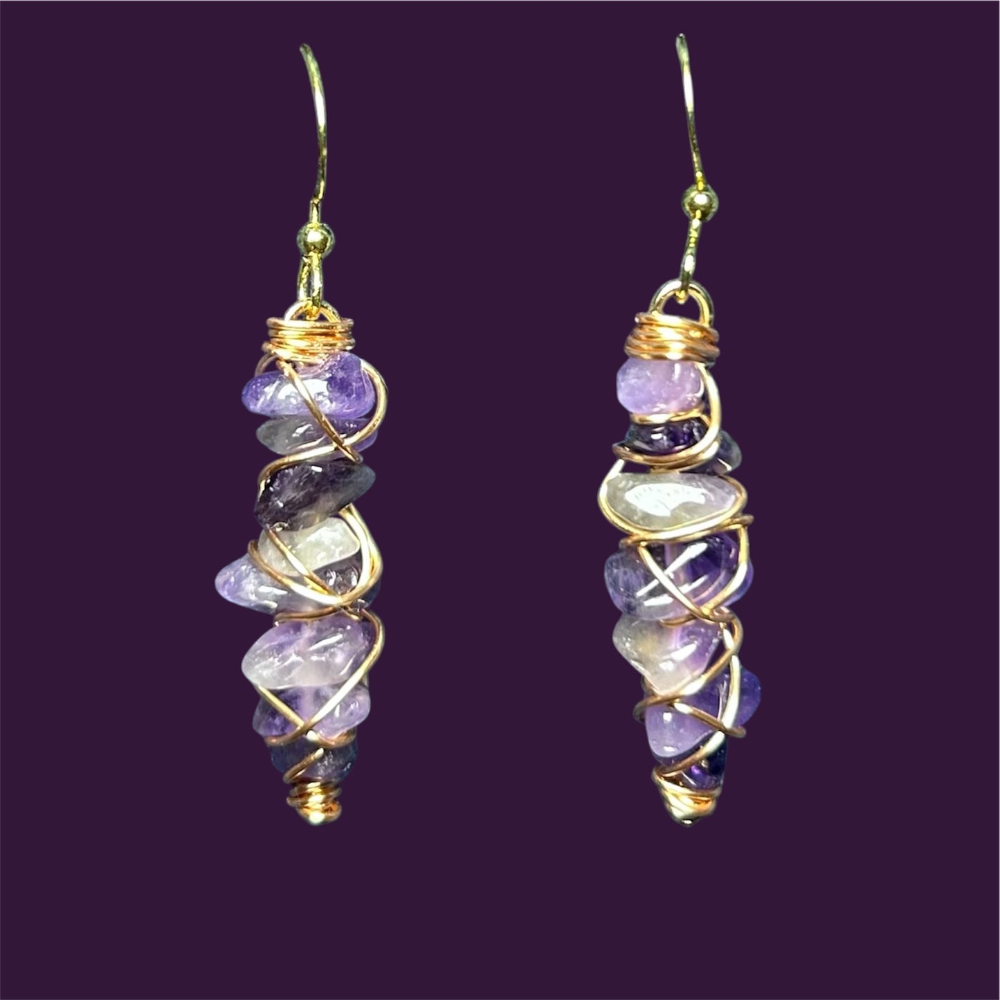 Gemstone Wire Wrapped Earrings