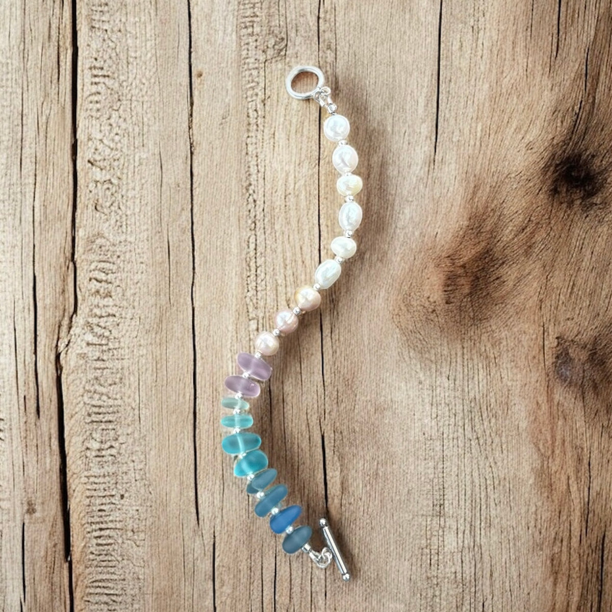 Gradient Glass + Pearl Bracelt