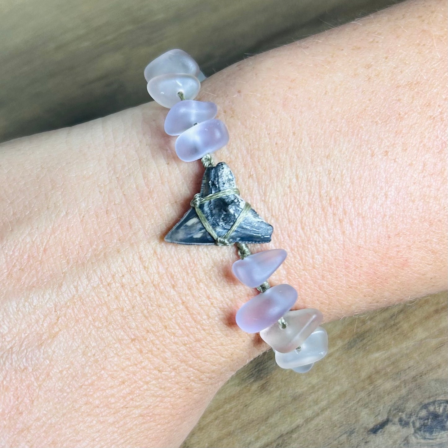 Shark Tooth + Recycled Glass Bracelet