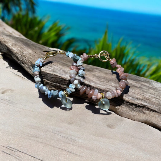 Gemstone & Sea Glass Bracelet